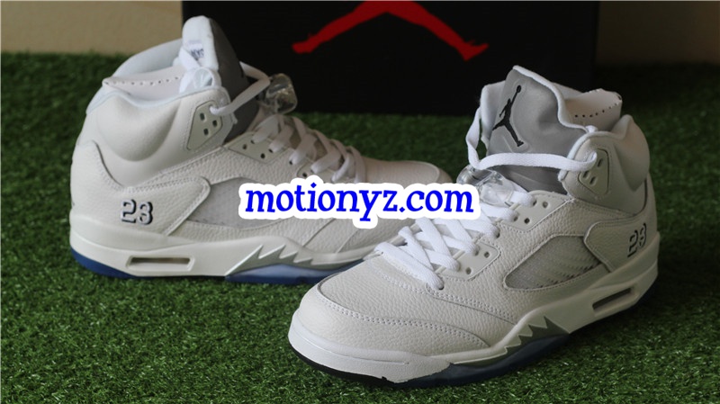 Authentic Air Jordan 5 Retro Metallic White